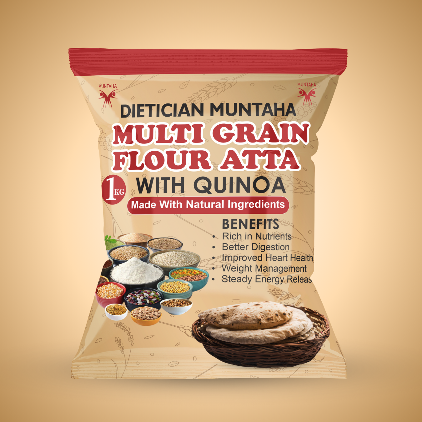 Dietician Muntaha Multi Grain Flour Atta with Quinoa (1kg)